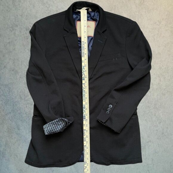 Zara Man Sport Coat Mens Size 42 Black Single Breasted Slim Textured Blazer - Picture 13 of 16